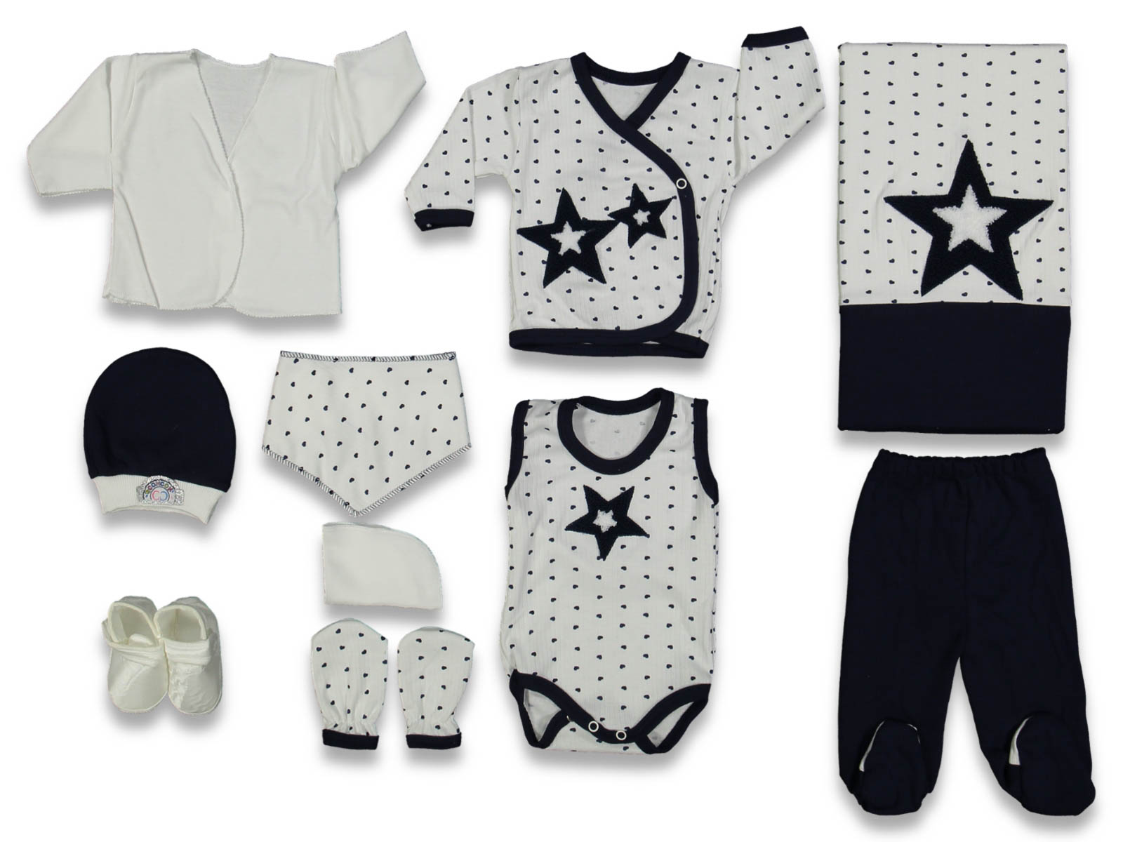 UNISEX 0/3 AY 10 LU YILDIZLI SÜZİNE LÜX SET