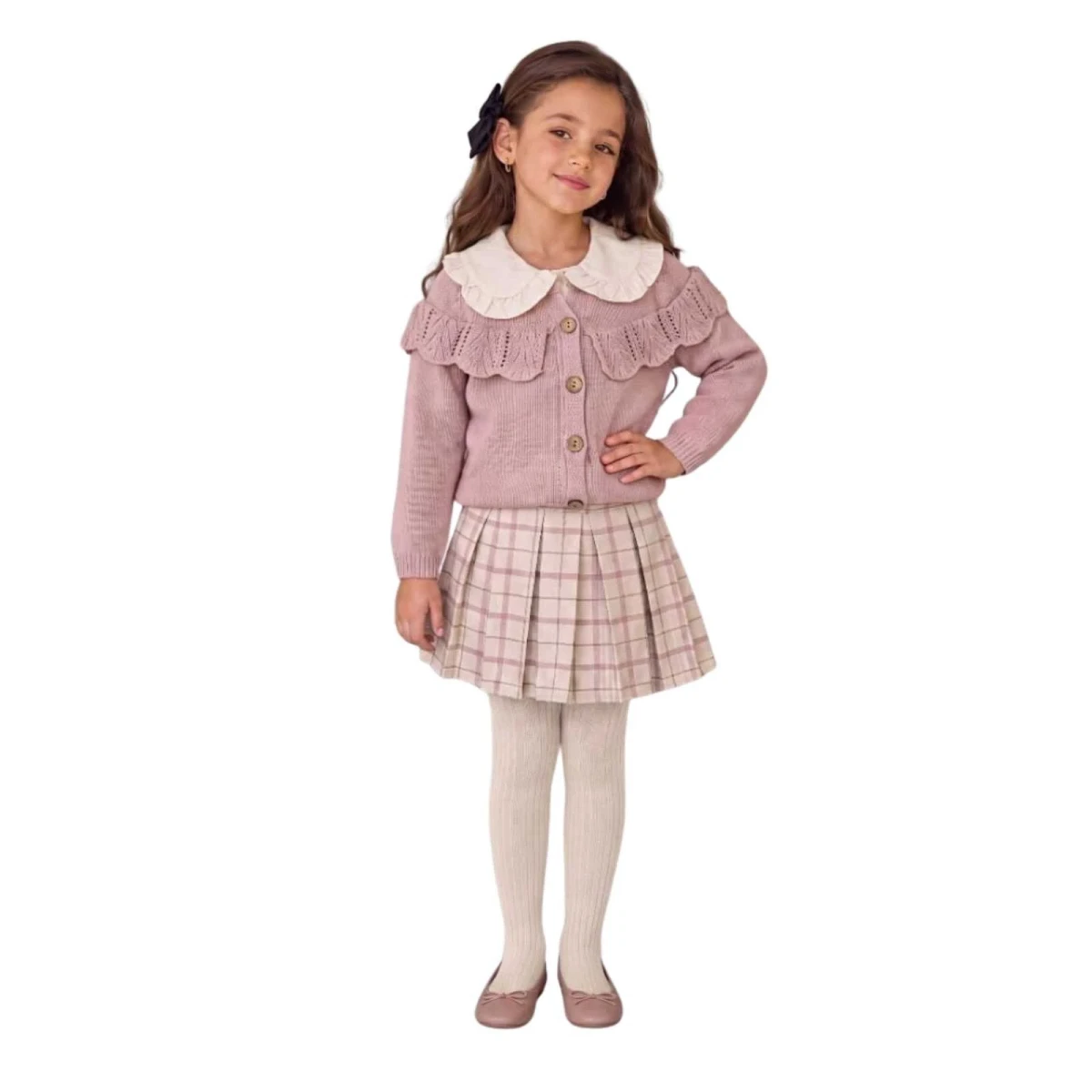 KIZ 2/5 YAŞ TRİKO HIRKA PİLELİ ETEKLİ 3 LU TAKİM