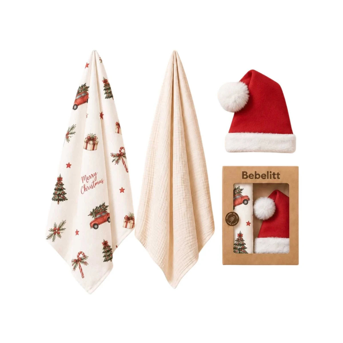 UNISEX 12/12 AY NOEL ŞAPKALI BATTANİYE SET