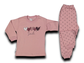 KIZ 3/4 YAŞ KALPLİ SMILE BASKILI  PİJAMA
