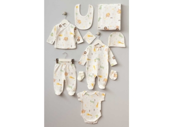 UNISEX 0/3 AY ZÜRAFA DESENLİ 10 PARÇA ZIBIN SETİ