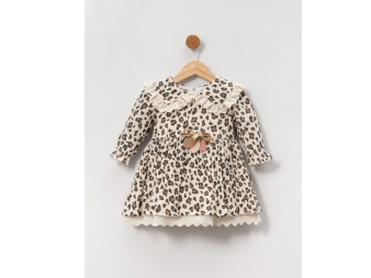 KIZ 6/18 AY LEOPAR YAKALI ELBİSE
