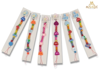 BEBE AHŞAP BONCUKLU EMZİK TUTUCU