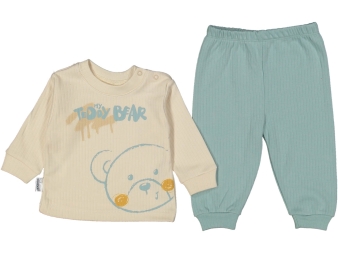 UNISEX 6/18 AY TEDDY BEAR YAZILI AYI BASKILI 2Lİ TAKIM