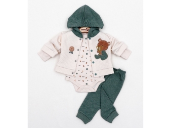 ERKEK 3/9 AY AYICIKLI 3LÜ KAPŞONLU TAKIM 