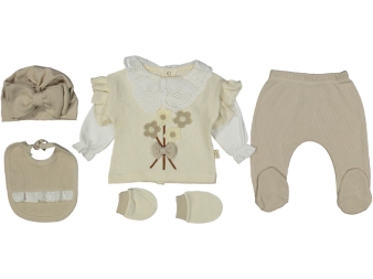 KIZ 1/1 AY YAKASI DANTELLİ KUTULU 5Lİ SET 