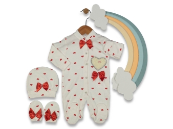  3/9 AY AMORE BABY BASKILI KALP İNCİLİ TULUM SETİ 