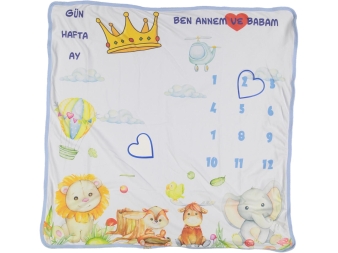 UNISEX 1/12 AY ÇİÇEK YAZI BASKILI BATTANİYE