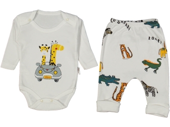 UNISEX 3/9 AY ZÜRAFALI KOLLU BADİLİ 2Lİ TAKIM