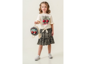 KIZ 3/6 YAŞ KİRAZLI ÇANTALI 3 LÜ TAKIM