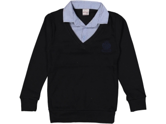 ERKEK 5/14 YAŞ A ARMA NAKIŞLI V YAKA SAHTE GÖMLEK MAVİ