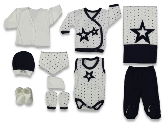 UNISEX 0/3 AY 10 LU YILDIZLI SÜZİNE LÜX SET
