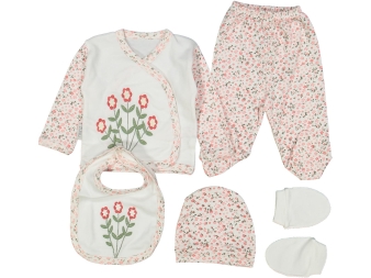 KIZ 1/3 AY ÇİÇEKLİ ÇITIR BASKILI LÜX 5'Lİ SET