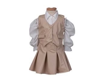 KIZ 2/5 YAŞ DERİ ETEK YELEK TAKIM