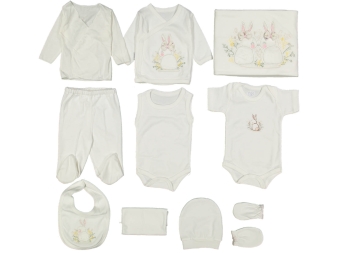 KIZ 1/3 AY FİYONKLU TAVŞAN NAKIŞLI 10'LU ZIBIN SETİ