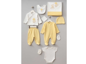 UNISEX 0/3 AY BALONLU TAVŞAN 10 PARÇA ZIBIN SETİ