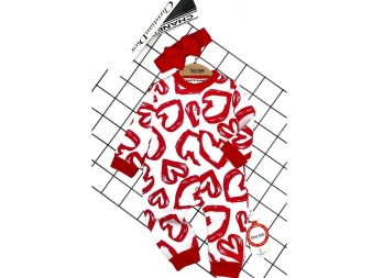 KIZ 3/12 AY BÜYÜK KALP BASKILI SAÇ TOKALI TULUM