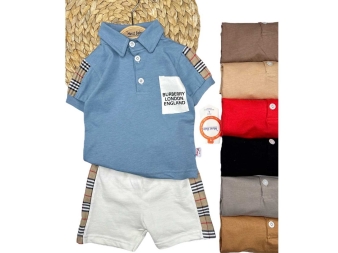 ERKEK 2/5 YAŞ YAZI CEP DETAYLI '2Lİ ŞORTLU TAKIM 