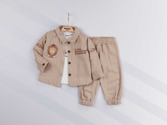 ERKEK 6/24 AY DCLUP NAKIŞLI KETEN CEKET 3LÜ TAKIM