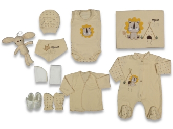 ERKEK 0/3 AY 10 LU ORGANİK ASLANLI  LÜX SET