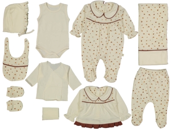 KIZ 3/3 AY YAPRAK DESENLİ 10LU ZIBIN SET