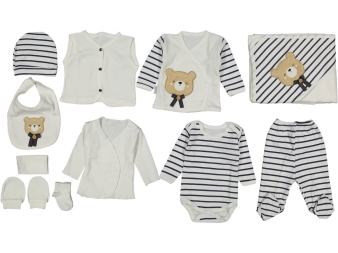 UNISEX 1/3 AY LÜX AYI NAKIŞLI ÇİZGİLİ 11 Lİ ZIBIN SET