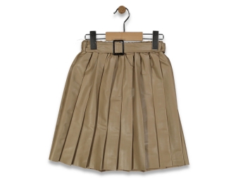 KIZ 9/12 YAŞ DERİ KEMERLİ PİLİSELİ ETEK