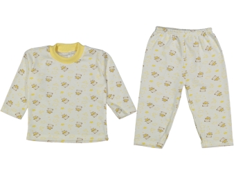 UNİSEX 1/3 YAŞ YILDIZLI AYICIK DESENLİ PİJAMA TAKIM