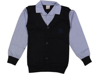 ERKEK 5/14 YAŞ P ARMA NAKIŞLI SÜVETERLİ SAHTE GÖMLEK MAVİ