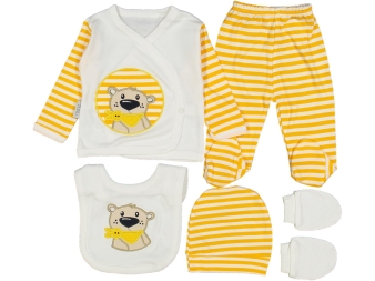 ERKEK 1/3 AY FULARLI ÇİZGİLİ AYI LÜX 5'Lİ ZIBIN SETİ