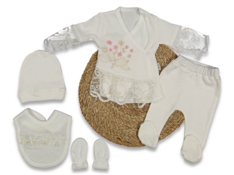 KIZ 1/3 AY SİM ÇİÇEK NAKIŞLI 5 Lİ ZIBIN SET 