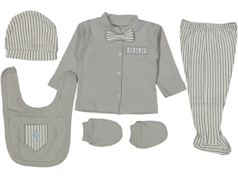 ERKEK 1/3 AY ÇİZGİLİ YILDIZ CEP PAPYON 5Lİ SET