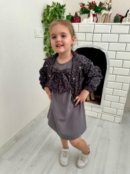 2-10 YAŞ 6'LI LEOPAR CEKETLİ FİYONKLU ELBİSE