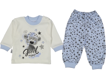 UNISEX 6/12 AY YILDIZLI AYI BASKILI PİJAMA TAKIM