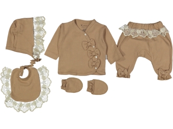 KIZ 1/3 AY DANTEL İŞLEMELİ FİYONKLU 5Lİ ZIBIN SET