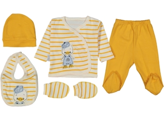 ERKEK 1/3 AY LÜX ÖRDEK NAKIŞLI ÇİZGİLİ 5 Lİ SET