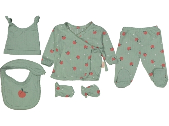 KIZ 1/1 AY EMDEN ŞEFTALİ BASKILI 5Lİ SET 