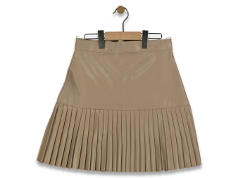KIZ S/S/M/M DERİ PLİSELİ MİNİ ETEK