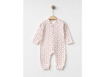 UNISEX 3/6  AY ÇİLEK BASKILI TULUM 