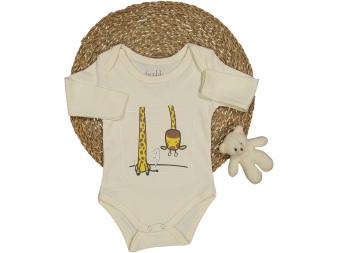 UNISEX 3/18 AY ZÜRAFA BASKILI UZUN KOL BADİ