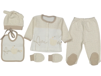 ERKEK 1/3 AY KALPLİ AMORE NAKIŞLI 5LI ZIBIN SET