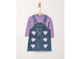 KIZ 2/5 YAŞ KALPLİ BADİLİ KOT JİLE 