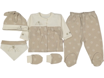 KIZ 1/3 AY SMILE ÇİÇEK BASKILI 5LI ZIBIN SET