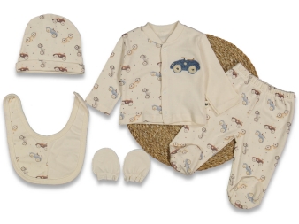 ERKEK 3/6 AY ARABA NAKIŞLI 5Lİ ZIBIN SET