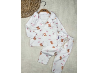 KIZ 3/12 AY TAVŞAN FİYONK KURDELA PİJAMA TAKIM