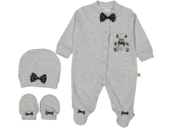 ERKEK 3/9 AY TAŞLI AYILI DÜZ GRİ TULUM SETİ 