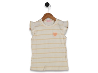 KIZ 5/8 YAŞ KALPLİ KOLU FIRFIRLI BADİ