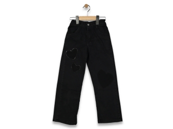 KIZ 11/15 YAŞ TAŞLI KALP BOYFREND KOT PANTOLON