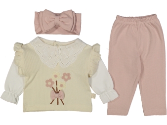 KIZ 3/12 AY YAKASI DANTEL WAFFLE 3LÜ TAKIM