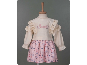 KIZ 2/5 YAŞ SWEET NAKIŞLI FİSTOLU ELBİSE